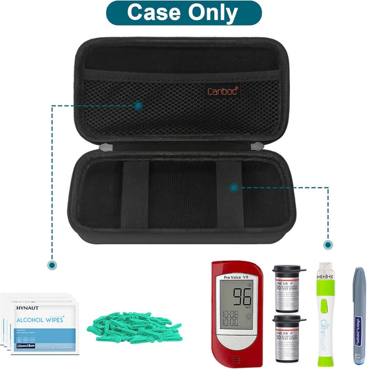 Canboc Diabetic Supplies Case, Carrying Organizer for Glucose Meter, Lancing Device, Blood Sugar Test Strips, Lancets, Insulin Pens, Alcohol Wipe and Other Diabetes Care Accessories, Rose Gold