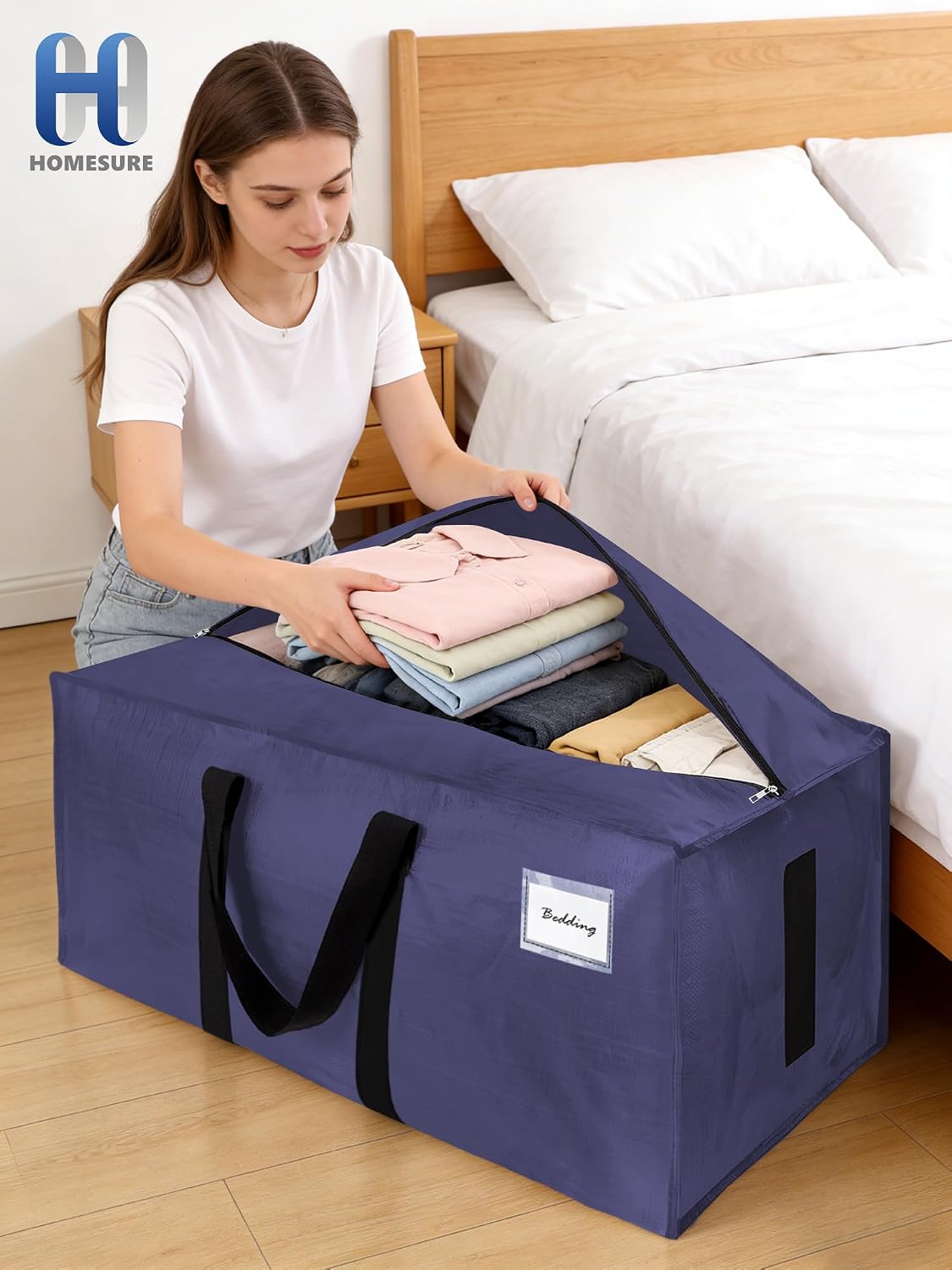 HOMESURE Supports 200lbs Heavy Duty Moving Bags - Strong Zipper & Wrap-Around Handles - Water-Resistant Storage Totes, Durable Alternative to Moving Boxes - 8 Pack - Semi-Transparent