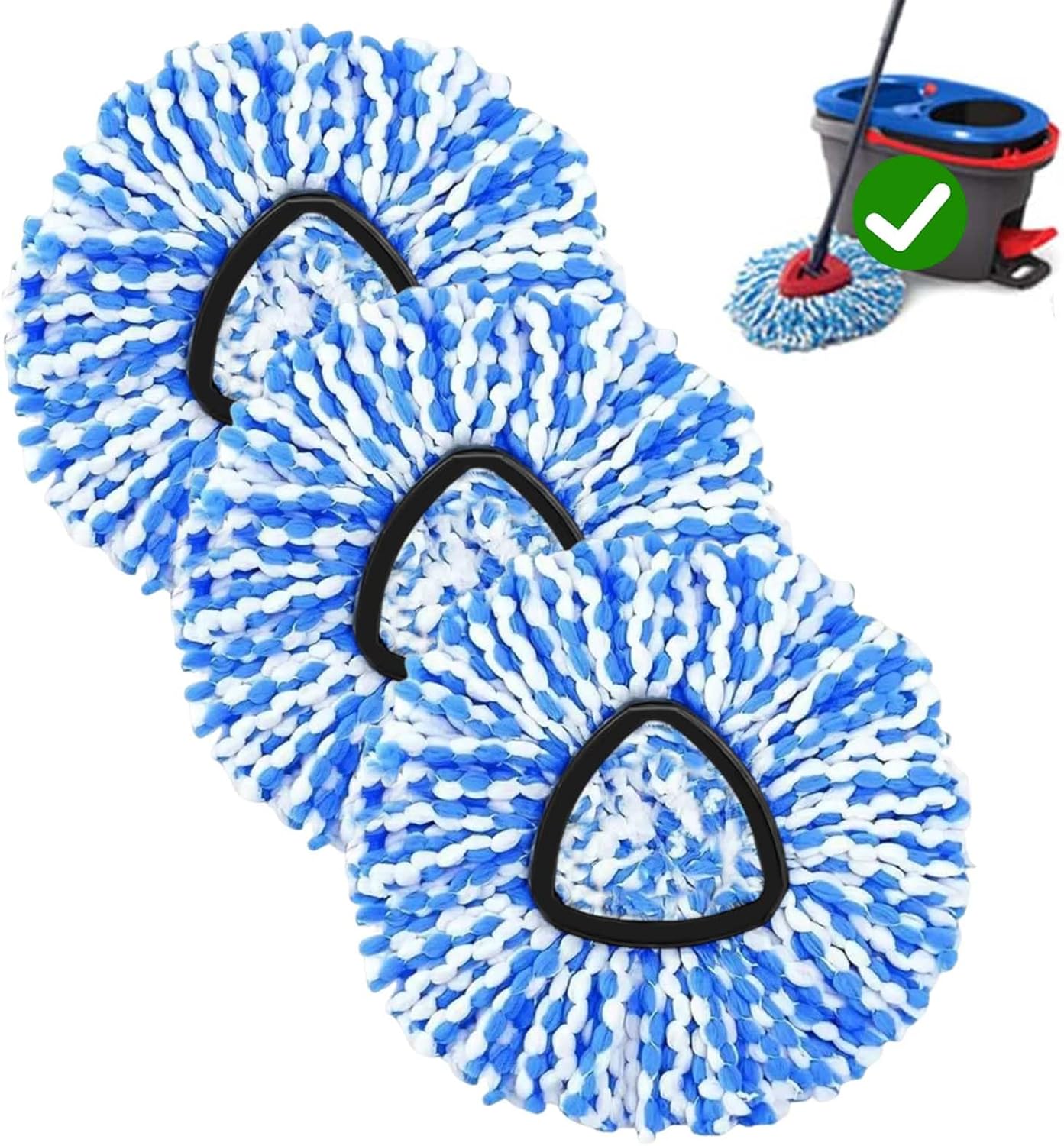 4-Pack Spin Mop Replacement Head for O-Ceda RinseClean Spin Mop Refill 2-Tank System Microfiber Deep Cleaning Machine Washable and Easy-to-Replace