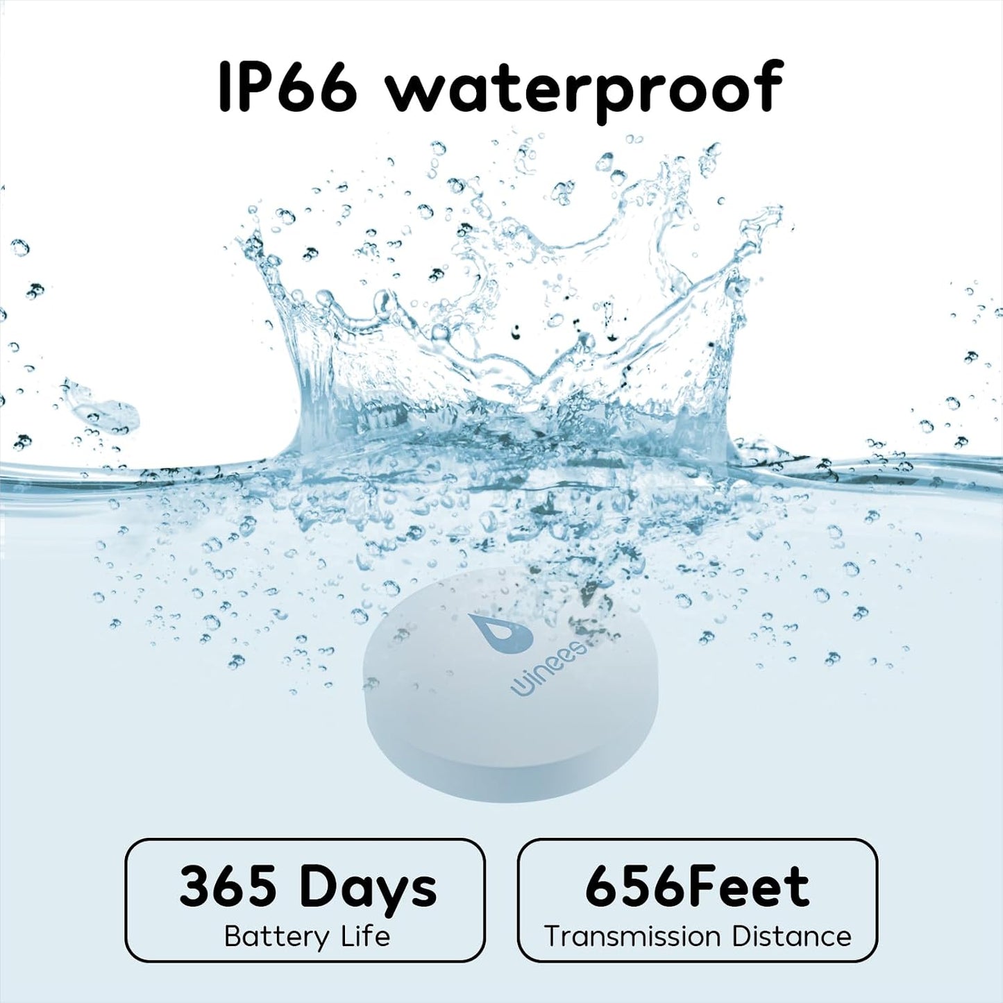 Winees WiFi Water Leak Detector for Home, 3 Pack Water Sensors with 100dB Adjustable Alarm, Leak Alert Email&SMS Notification, 200M Transmission for Basement, Bathroom, Laundry, IFTTT, 2.4G WiFi Only