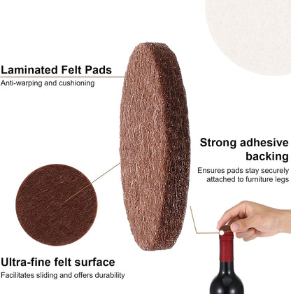 96 Pcs Self-Stick Furniture Round Felt, 3/4" Chair Felt Pads Protect Your Hardwood Floors from Furniture Scratches Moving Your Furnitures Smoothly Noise Reduction for Chairs, Tables, Couches (Beige)