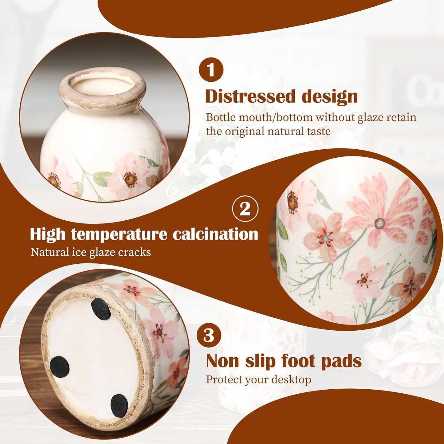 2 Pcs Ceramic Small Vase Rustic Farmhouse Vase Boho Vases Home Decoration for Your Kitchen Bedroom Office Bathroom & Shelf Centerpiece Table Decorative(Simplicity)
