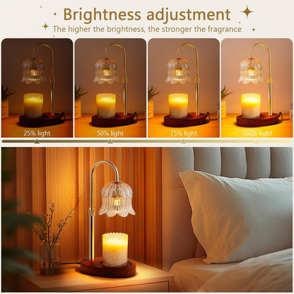 CRMILL Candle Warmer Lamp Electric Timer - Candles Warming Light Height Adjustable Dimmable Warmers Flower Lamps No Flame Heat Warm Melt Wax Jar Modern Home Decor Table Lights for Home Living Bedroom