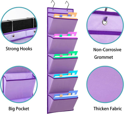 Wall Mounted File Holder Over Door Hanging Mail Organizer Document Storage Bag for Papers Magazines and Books (7 POCKETS-GREY)