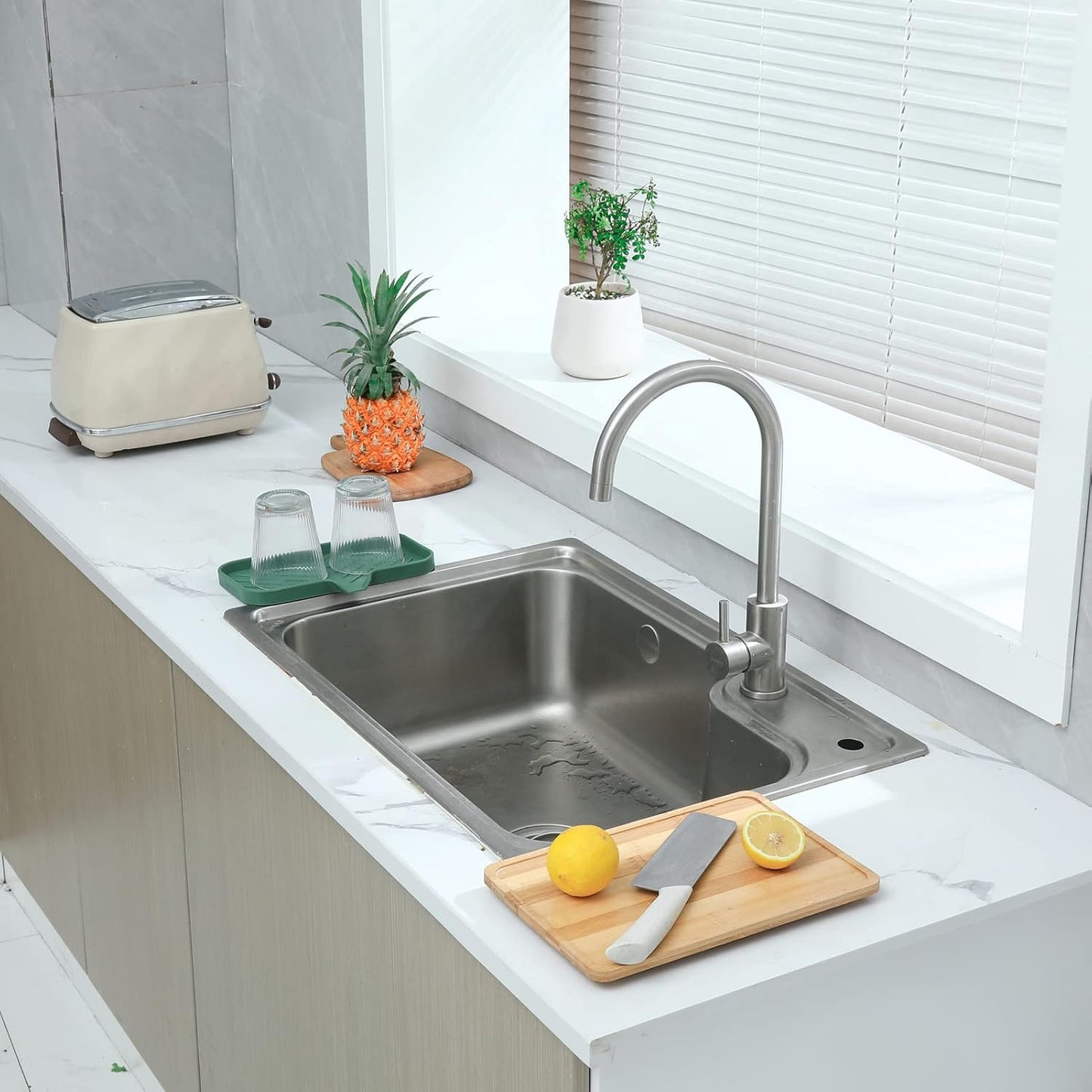 MicoYang Silicone Bathroom Soap Dishes with Drain Spout-Bathroom and Kitchen Sink Organizer,Sponge Holder,Dish Soap Tray,Perfect for Dispenser,Scrubber,Bottle,Cup on Sink or Counter-Coffee 4.9"×3.2"