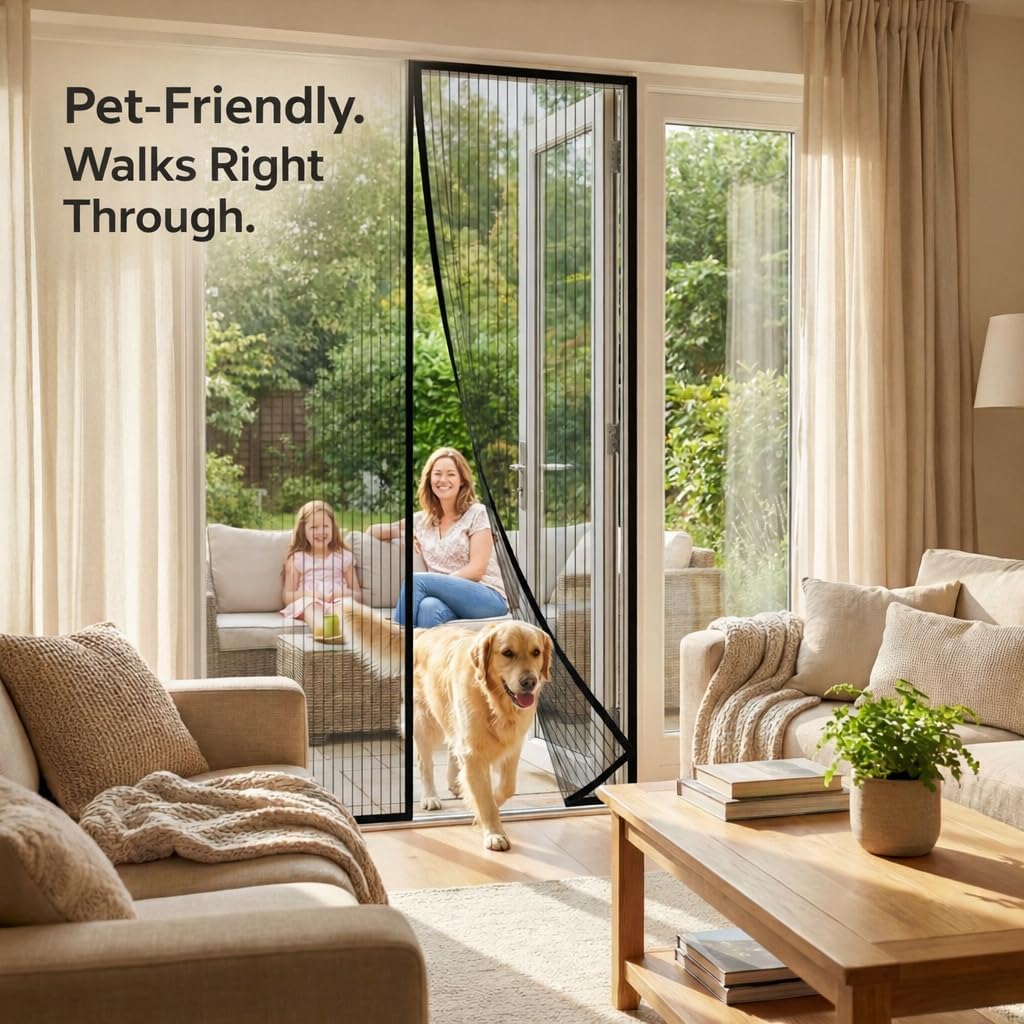 Premium Magnetic Screen Door, Heavy-Duty Reinforced Mesh, Ultra-Dense Weave, Smooth Auto-Close, Pets & Kids – Hands-Free, No-Gap Seal