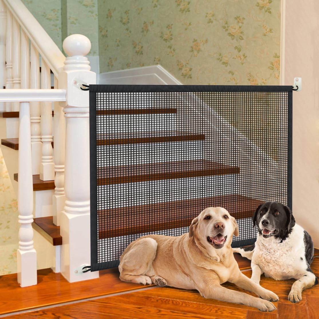 Cupount Dog Screen Mesh Gate for Stairs Pet Gates for The House: for Doorways Stairways Indoor 29 inches Tall, 38 inch Wide, Fits 32-35 inch Openings