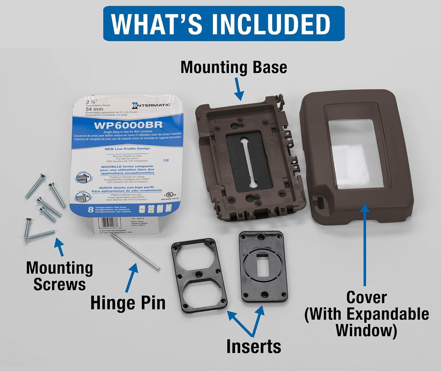 Intermatic WP6000W Low-Profile In-Use Weatherproof Cover, White - Durable Outdoor Outlet Protection | Expandable Design | Easy Installation