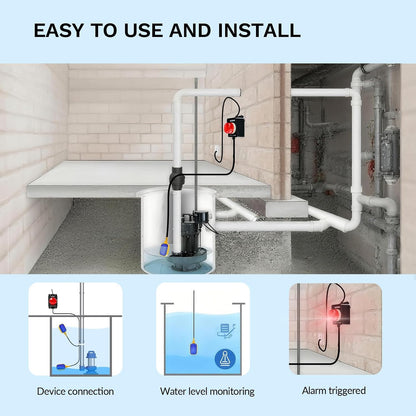 Sump Pump Alarm, Briidea Indoor/Outdoor High Water Septic Tank Alarm with 110dB Audible Alert & LED Indicator, 10ft Float Switch for Septic Systems, Sump Pumps, Ponds & Water Tanks