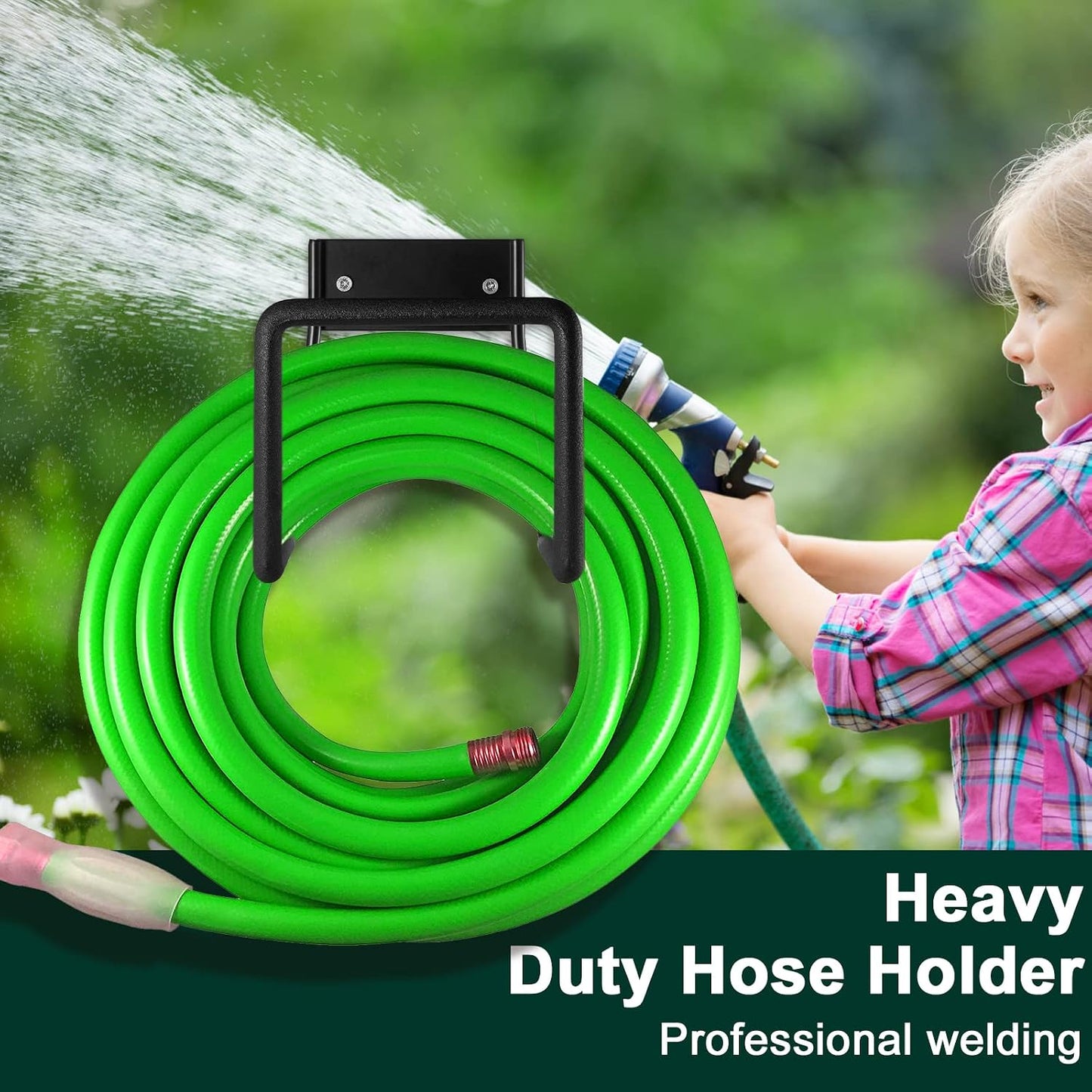 Metal Garden Hose Holder, Heavy Duty Wall Mount Hose Hanger for 150 FT | Rust-Resistant Wall Mount Hose Holder for Garden, Water & Expandable Hoses, Garage, Patio, Yard, Shed & Outdoor Storage