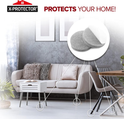 Felt Furniture Pads X-PROTECTOR - 48 Premium Floor Protector Chair Felts for Feet Wood Floors Best Hardwood Protect Your Hard Floors! (Brown)