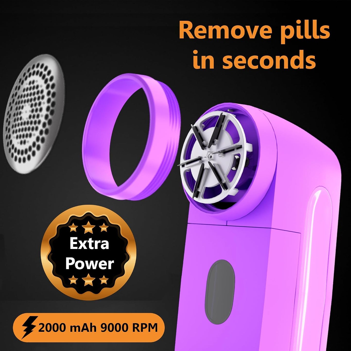 Pionix Fabric Shaver, Sweater Shavers to Remove Pilling, High-Perf Defuzzer, Rechargeable Electric Lint Shaver for Fuzz and Lint Balls from Clothing, Upholstery 2000mah Battery (Matt Grey)
