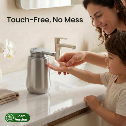 GentleJet NovaJet Automatic Foaming Soap Dispenser – Touchless Sensor, USB-C Rechargeable, 304 Stainless Steel, IPX5 Waterproof for Bathroom Kitchen Sink, 12 oz / 350 ml