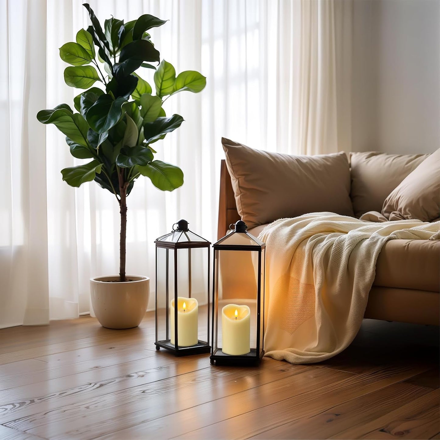 Amagic IP65 Waterproof Outdoor Flameless Candles with Remote, LED Candles Battery Operated with Timer, Flickering Fake Pillar Candle for Outside Patio Yard Decor, Ivory, Set of 5, D3 X H4 5" 6" 8" 8"