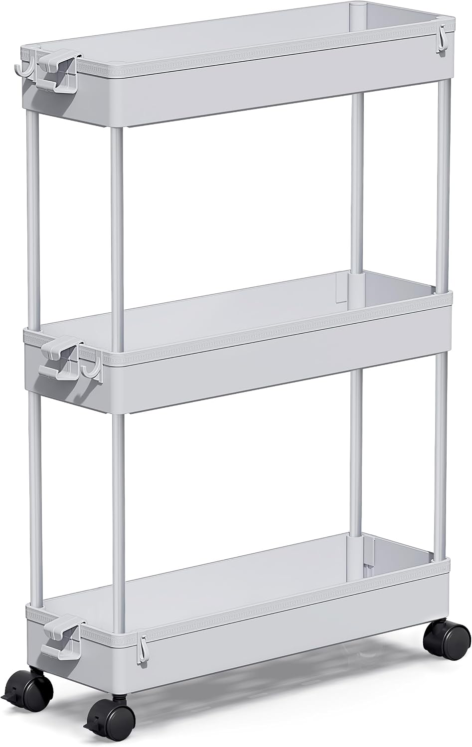 SPACEKEEPER Slim Rolling Storage Cart, 3 Tier Bathroom Storage Organizer Laundry Room Utility Cart Mobile Shelving Unit, Multi-Purpose for Kitchen Office Bathroom Laundry Narrow Places, Black