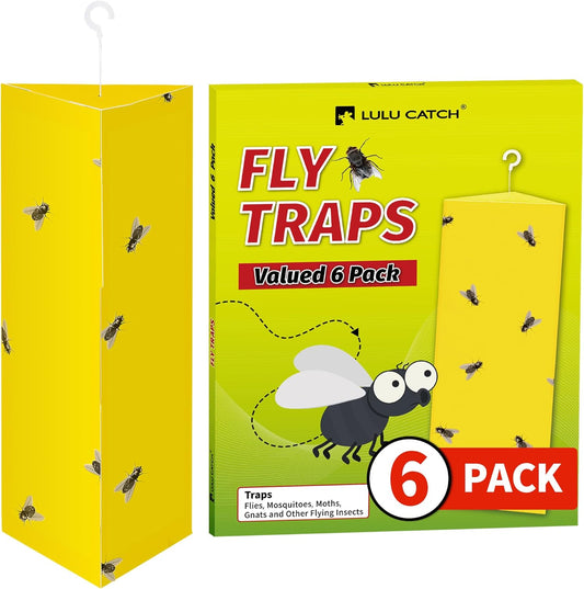 LULUCATCH Fruit Fly Sticky Traps 12 Pcs, Yellow Sticky Trap, Non-Toxic Gnat Traps Insect Catcher, Super Sticky Fly Traps for Indoor Outdoor Kitchen White Flies Mosquitos Fungus Gnats Flying Insects