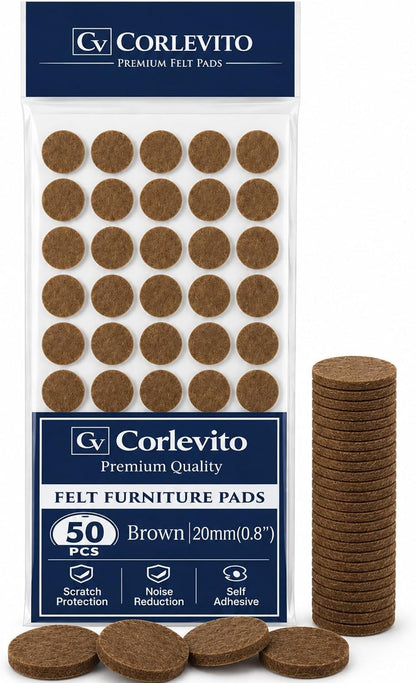 Felt Furniture Pads Corlevito 66 PCS (0.9") – Chair Leg Floor Protectors for Hardwood Floors, Strong Adhesive Anti Scratch Felt Pads for Furniture,Noise Reducing Furniture Pads (Brown)