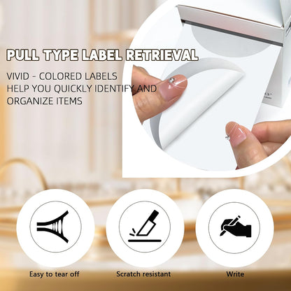 3 Inch White Color Code Dot Stickers,500 PCS Round Labels Stickers in Dispenser Box for Organization, Inventory,Classroom