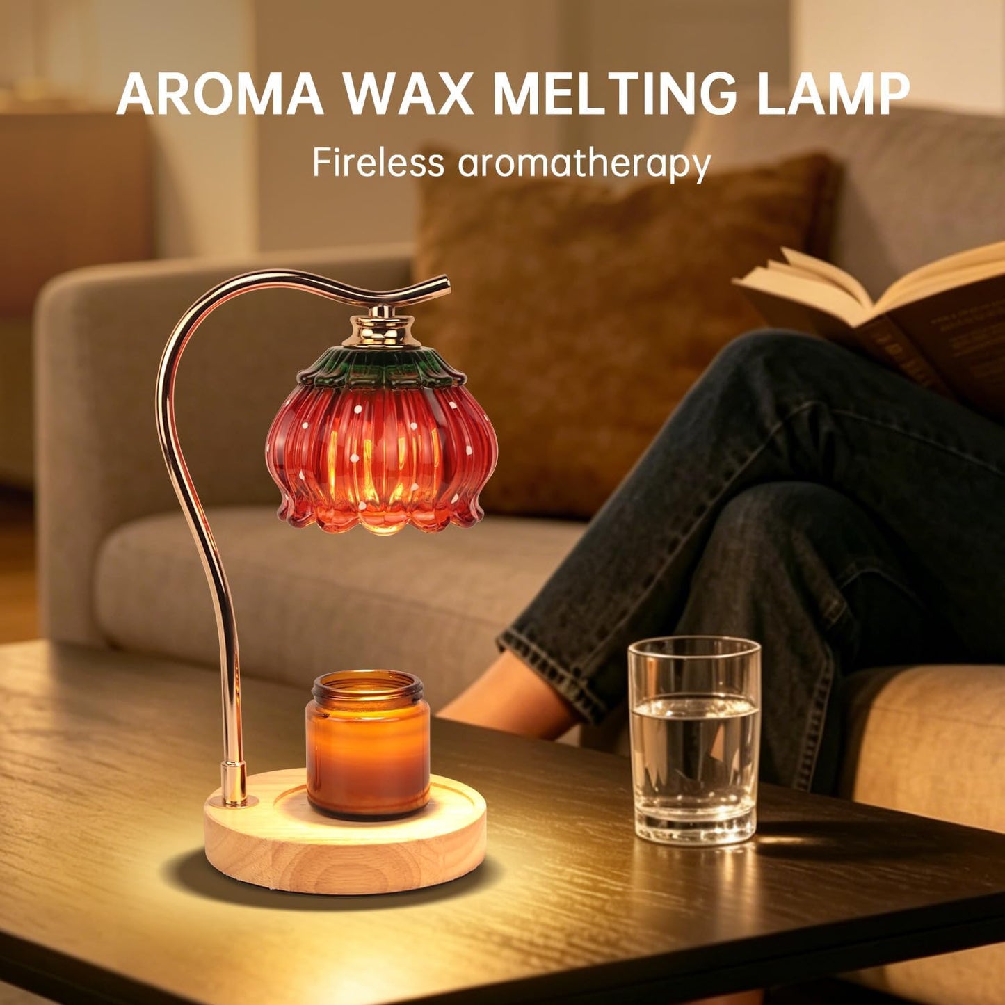 Fragrance Candle Warmer Lamp with 2 Bulbs Electric Candle Warmer with Timer & Dimmer for Home Decor