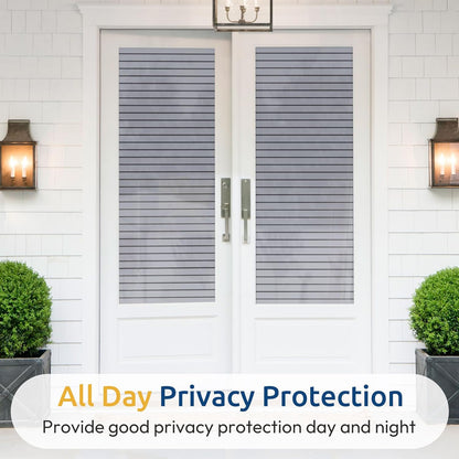 rabbitgoo Window Privacy Film, Frosted Glass Privacy Film, Window Frosting Cling for Glass, Non Adhesive Static Cling Front Door Covring, Anti-UV Reeded Blinds Sticker, Striped Pattern, 17.5" x 78.7"
