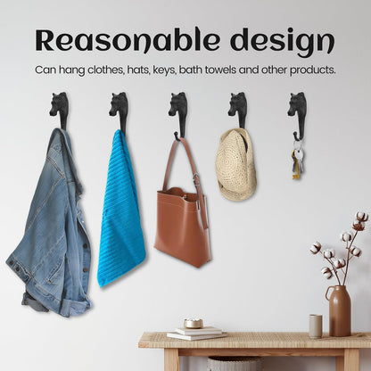 Coat Hooks Wall Mounted, Rustic Bat Key Hook Holder, Heavy Duty Decorative Black Wall Hooks for Mudroom, Towels, Hat Rack, Purse Hooks, Cast Iron Decorative ‎Antique Black Hooks
