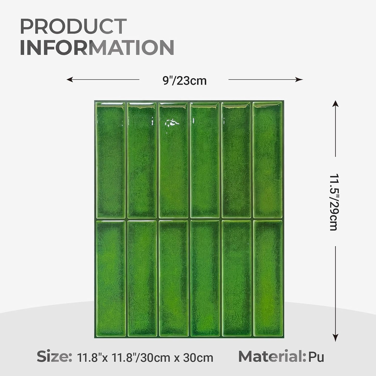 5 Sheets Peel and Stick Backsplash, Self Adhesive Wall Tiles, 3D Adhesive Tile Backsplash, 12"x12"Premium Self Adhesive Wall Tiles Peel and Stickfor Kitchen, Bathroom, RV(Spring Moss)