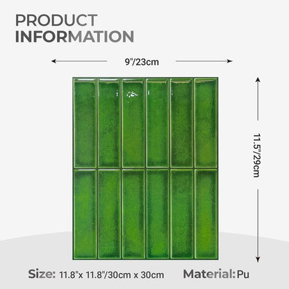 5 Sheets Peel and Stick Backsplash, Self Adhesive Wall Tiles, 3D Adhesive Tile Backsplash, 12"x12"Premium Self Adhesive Wall Tiles Peel and Stickfor Kitchen, Bathroom, RV(Spring Moss)