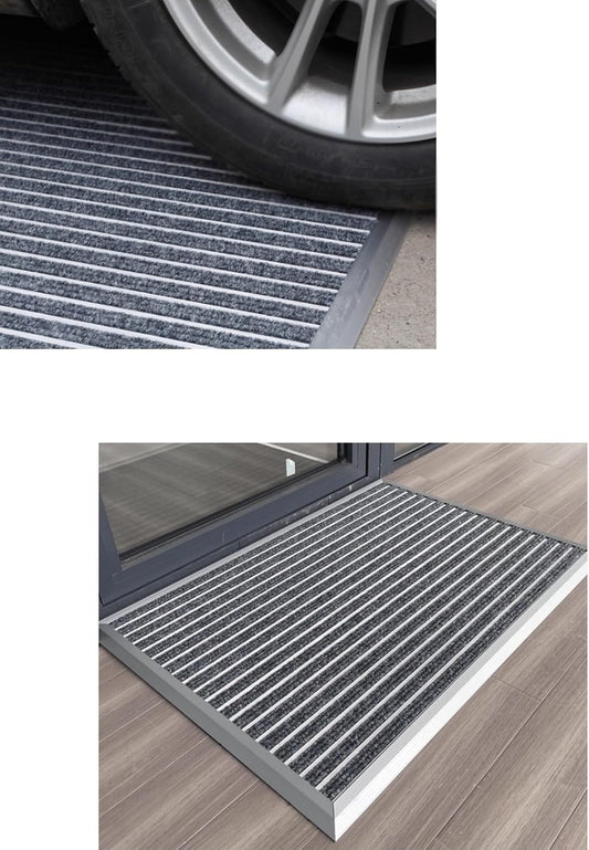 Outdoor Doormat Heavy-Duty, All-Weather Waterproof Scraper Mat with Aluminum Frame, Non-Slip for Garage, Porch, Front Door & Commercial Use(20.1x31.5in)