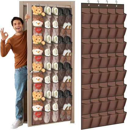 Windyun 40 Over The Door Shoe Organizer, Large Mesh Pocket Hanging Shoe Rack Hanger Large Capacity Gray Behind The Door Storage Holder for Dorm College Closet Entryway Bedroom Utility Room Women Men