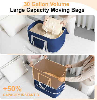 Comforter Storage Bag - 130L Large Capacity Blanket Storage Bags 4-Layer Ultra Space Saving Self Compression Organizer, Washable Compression Bags for Storage Comforter Blanket, 2-Pack, Beige