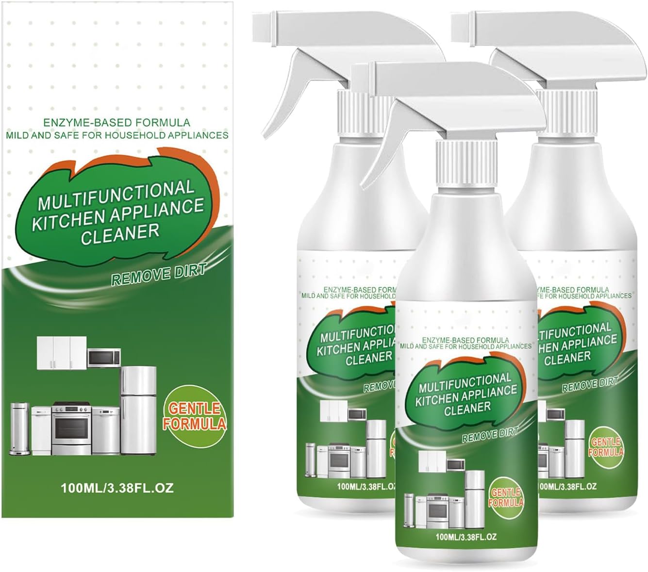 Zanvori Kitchen Cleaner, Multi-Purpose Enzyme Foam Cleaner, Powerful Multipurpose Kitchen Appliance Cleaner Spray, Heavy Duty Degreaser Stain Remove, for Household, Oven, Stove, Range Hood (1pc)