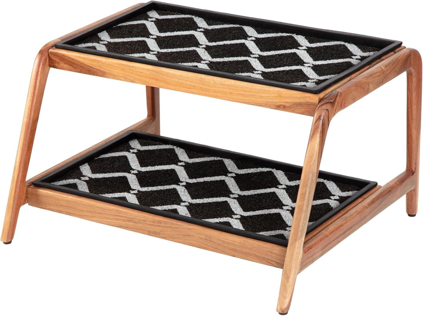 Anji Mountain Heavy Duty Waterproof Wooden Shoe Storage Mat Organizer/Boot Storage Tray Multi Use for Entryway with Coir, Tan Rectangle Embossed Insert, 1 Tier, Fits 2 Pair (26.5" Wide)
