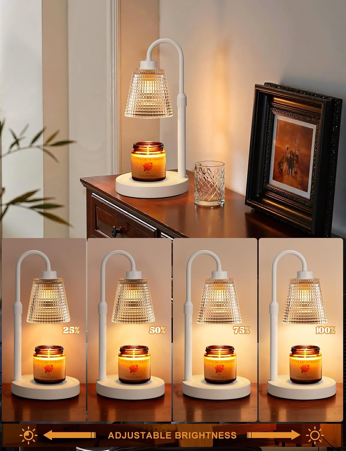 Innqoo Candle Warmer Lamp with Timer, Dimmable Candle Warmer for Jar Candles, Height Adjustable Wax Melts Warmer, Birthday Gifts for Women Mom, House Warming Gifts New Home Decor