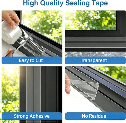Litaibai Clear Window Sealing Tape for Window AC Units, 20 Mil, 2" x 33 ft | Clear 20 mil removable tape for windows, doors and portable AC units; helps block drafts, dust and air leaks