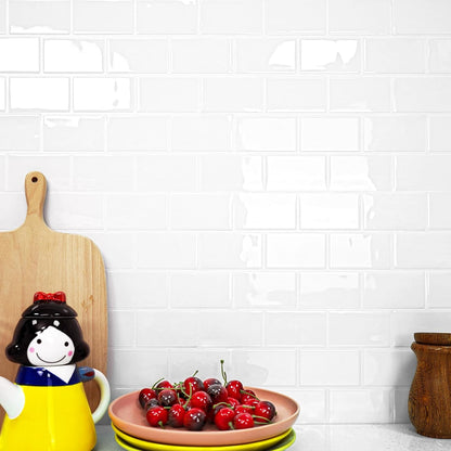 STICKGOO White Peel and Stick Subway Tile, Stick on Backsplash Tiles for Kitchen and Bathroom, Flexible Vinyl Wall Tile, Easy DIY Installation