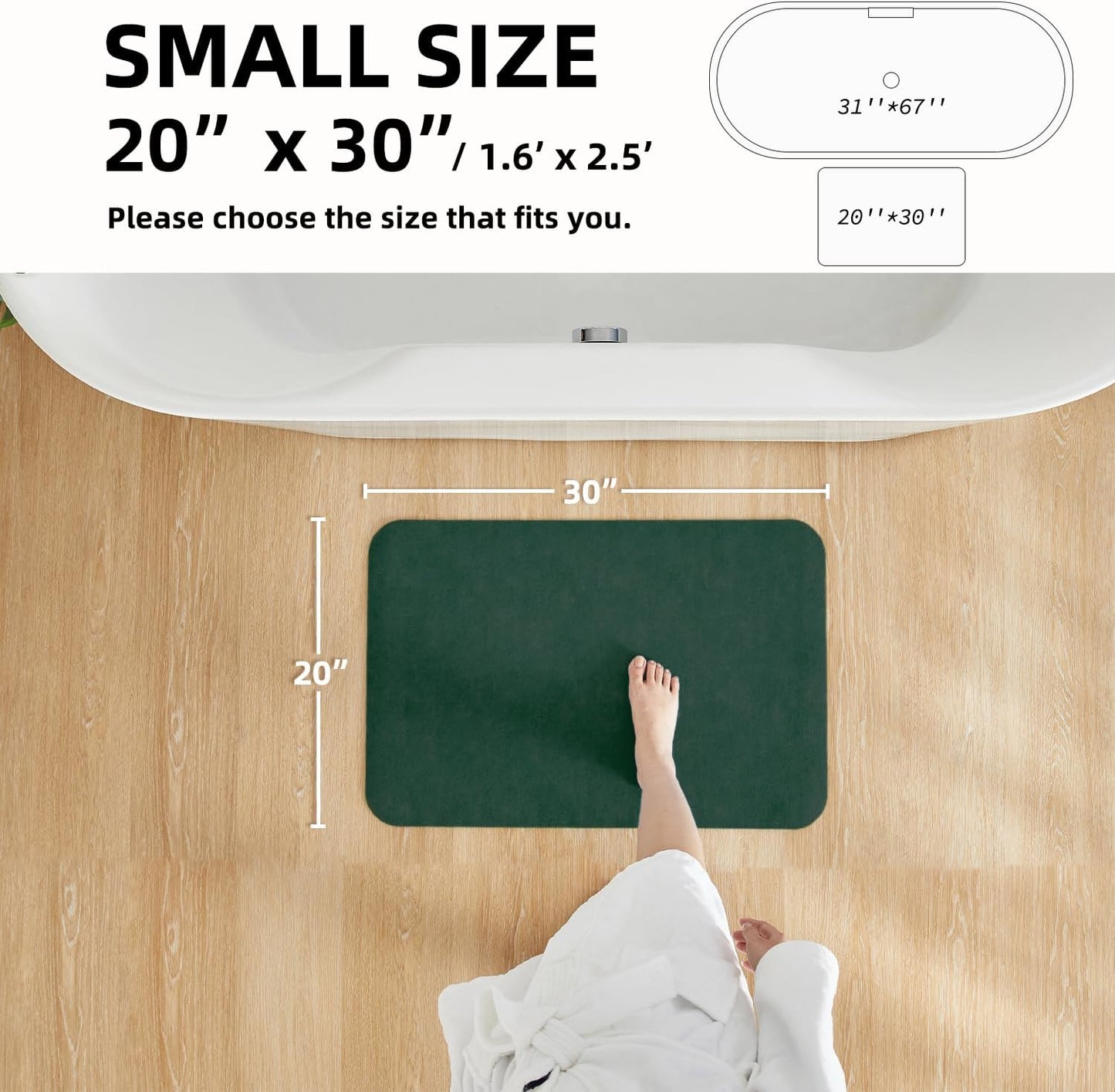 TYUU Bath Mat, Bathroom Rugs Non Slip Washable Thin Absorbent Quick Dry Bath Mat Fits Under Door Bathroom Floor Mat Perfect for Bath, Shower, or Sink 16"x24" Dark Grey