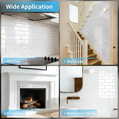 Art3d 10-Pack Heavy-Duty Peel and Stick Backsplash, 12 x 12 Inch Vinyl Seaglass Subway Design Stick on Wall Tile for Kitchen Living Room Home Decor, White