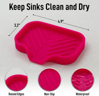 Zulay Kitchen (9x3.5in) Sponge Holder for Kitchen Sink - Flexible Heavy-Duty Multipurpose Sink Caddy - Counter Organizer for Kitchen, Bathroom, Makeup, Trinkets & More! (Grey)