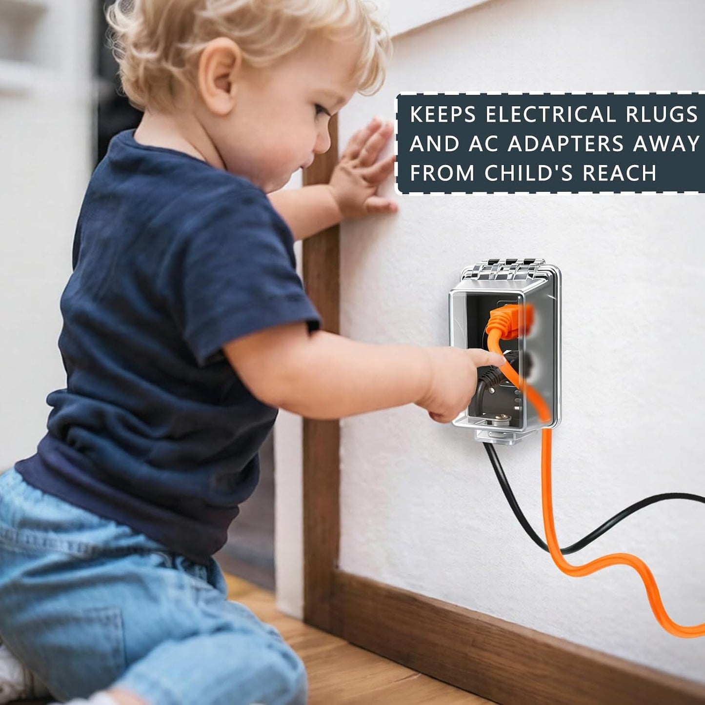 Universal Weatherproof Electrical Outlet Cover with Lock, Baby Proof Outlet Lock Box, Fits Most 2.6 "H x 2.56 "W or Smaller Plugs, Clear Outlet Waterproof Cover Box Fit for Outdoor In-Use