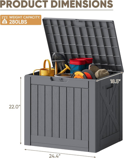 JUMMICO 31 Gallon Resin Deck Box Waterproof Indoor Outdoor Storage Boxes for Patio Furniture Cushions and Garden Tools (Brown)