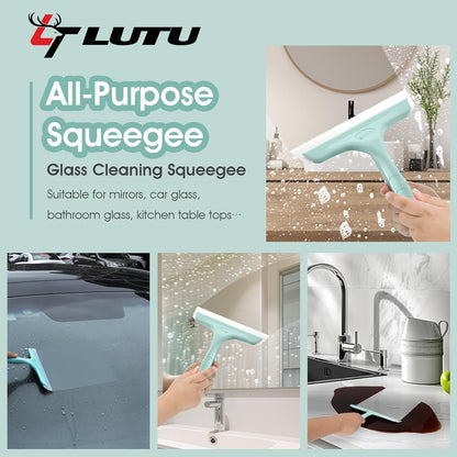 5" Silicone Shower Squeegee for Glass Doors & Car Windows - Small & Mini Size Streak-Free Cleaner, Bathroom, Mirror, Tile Scraper - Compact Pink with Hanging Hole, Kitchen Safe Water Blade