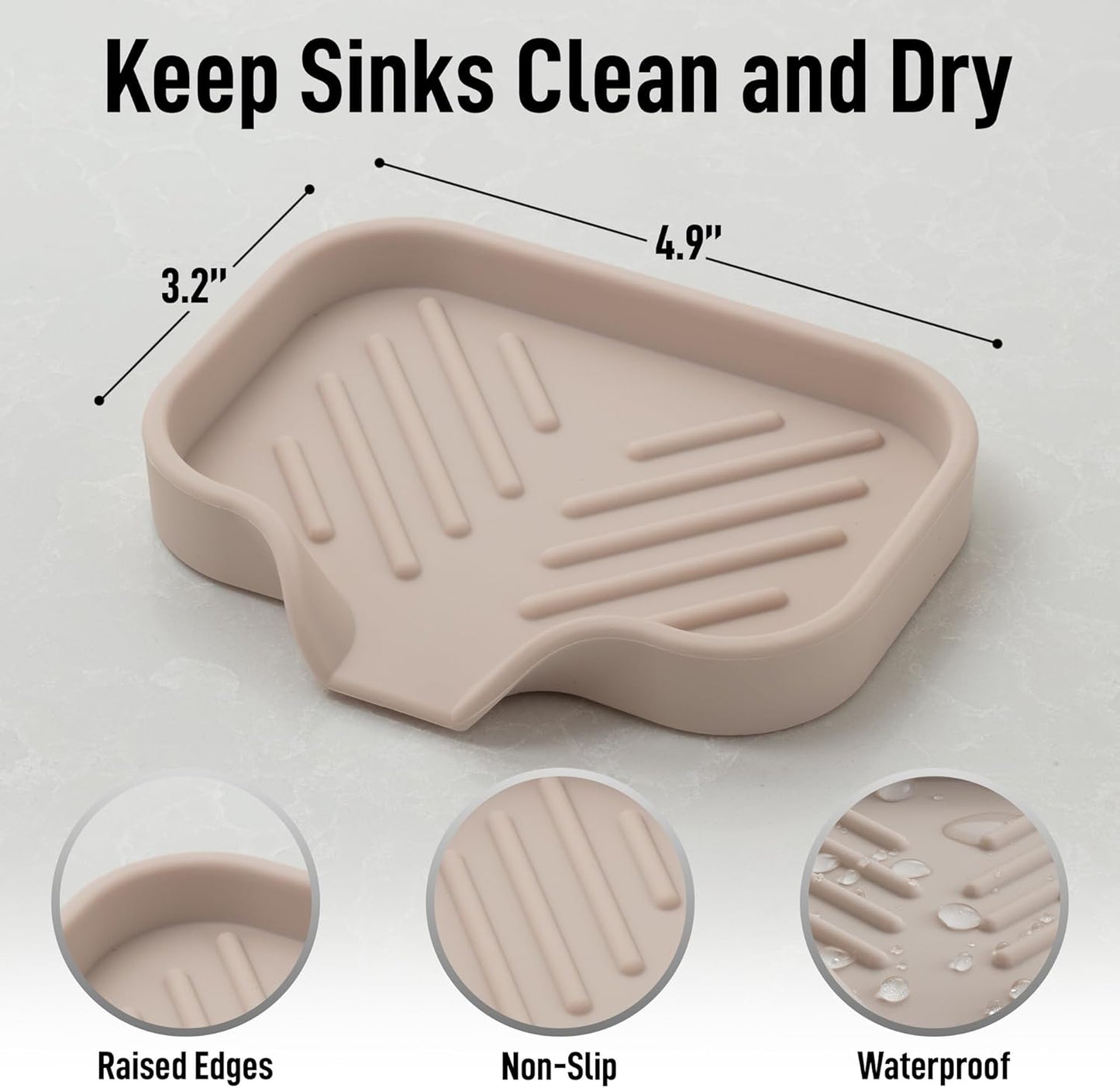 Zulay Kitchen (9x3.5in) Sponge Holder for Kitchen Sink - Flexible Heavy-Duty Multipurpose Sink Caddy - Counter Organizer for Kitchen, Bathroom, Makeup, Trinkets & More! (Grey)