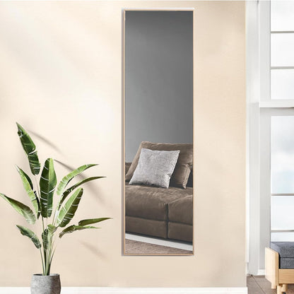 Wooden Full Length Mirror,Floor Mirror with Standing Holder Leaning/Hanging Mirror Wood Frame Large Wall-Mounted Mirror for Bedroom/Living Room,Light Oak (60x17.3)