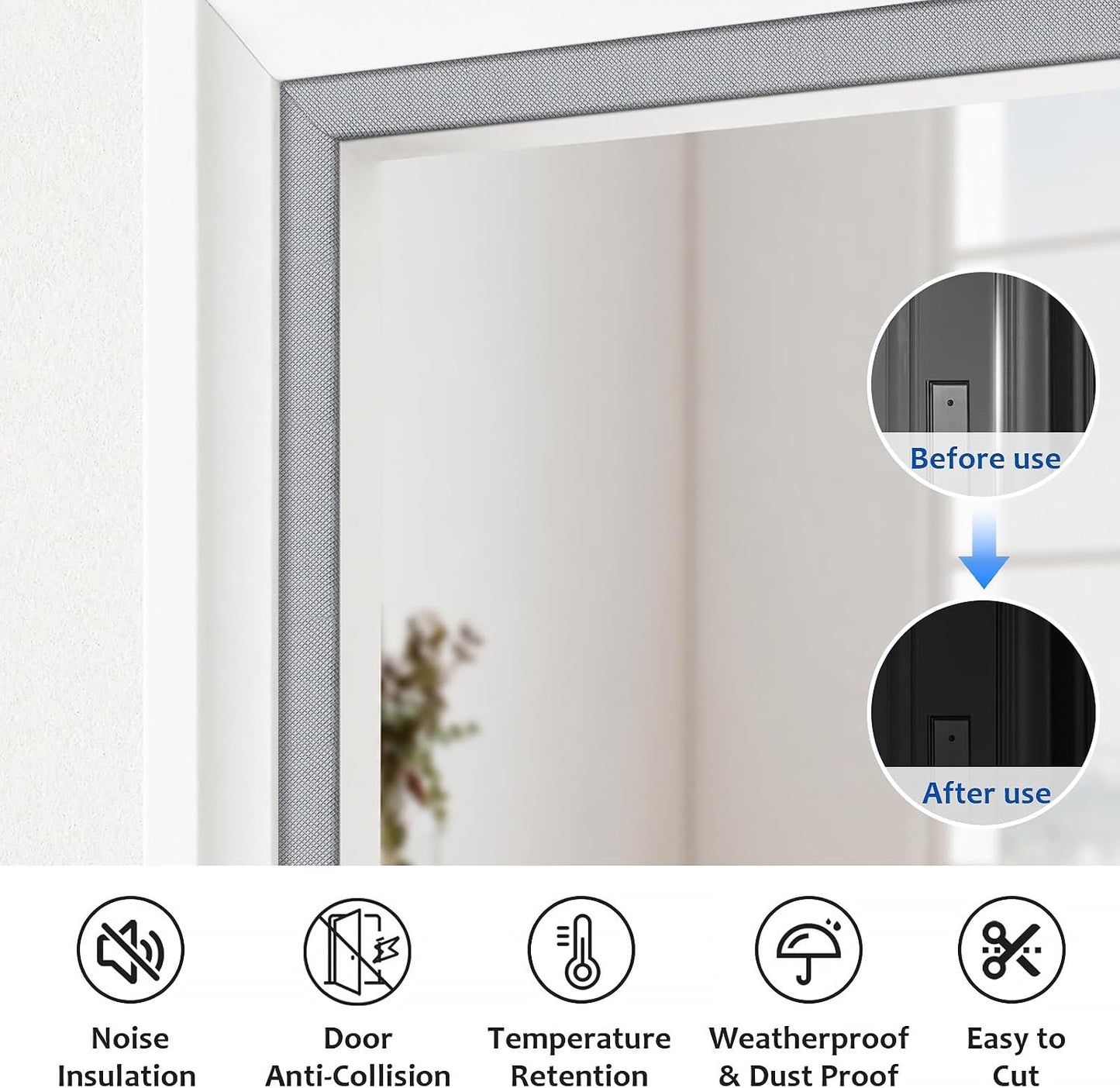 Litaibai 40 ft Kerf Weather Stripping Door Seal for Exterior Doors, White | Press-in kerf seal for grooved door frames is not self-adhesive, replaces worn seals, and helps reduce drafts and energy loss