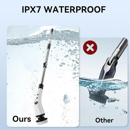 Electric Bathroom Cleaning Brush, Cordless Spin Scrubber Full Body Waterproof IPX7 with 6 Replaceable Brush Heads for Bathtub/Kitchen/Window/Home Cleaning -SD-CTB02