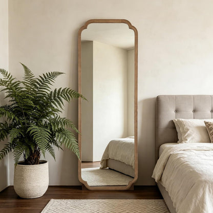 WallBeyond Full Length Mirror Wall Mounted 65"x22", Rustic Wooden Frame Floor Mirror, Large Full Body Mirror for Bedroom, Leaning or Hanging Against Wall, Natural