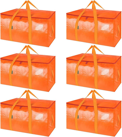 BALEINE 6-Pack Oversized Moving Bags with Reinforced Handles, Heavy-Duty Storage Tote for Clothes, Moving Supplies (Clear, 6-Pack)