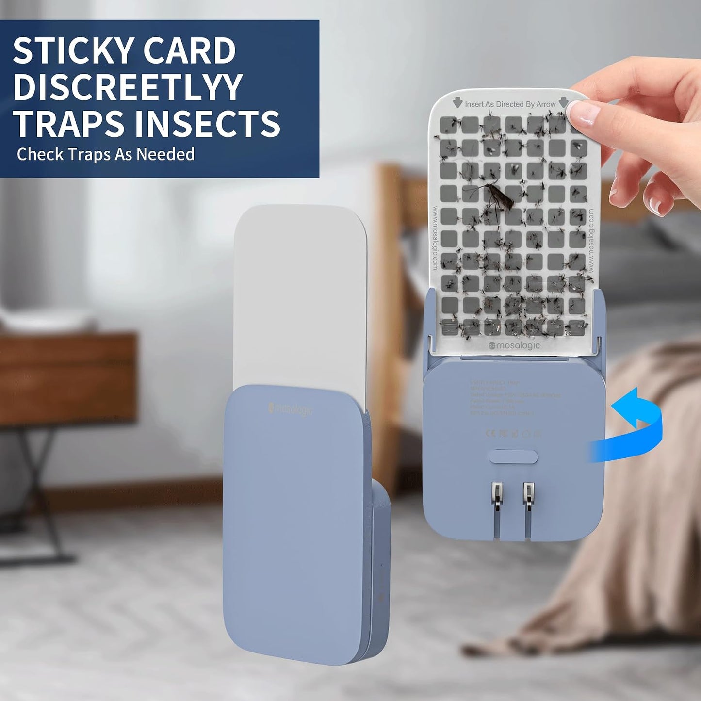Mosalogic Fruit Fly Traps for House Use Gnat Trap Flying Insect Trapper Plug-in Mosquito Killer Indoor Gnat Moth Catcher Fly Tapper with Night Light UV Attractant Catcher for Home Office White-1PACK