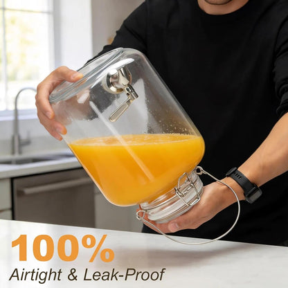 Glass Drink Dispenser for Parties, 1 Gallon Beverage Dispenser with Spigot and handle,Glass Water Dispenser, Juice Dispensers for Fridge, Lemonade & Laundry Detergent Dispenser (1Pack)