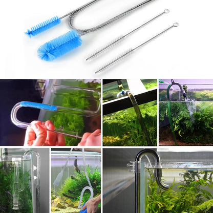 Flexible Long Drain Brush, Double Elastic Ended Nylon Cleaner Hose Tube Pipe Brush 67 inch Stainless Steel and 2 Pcs of 8 inch Straw Cleaning Brush (Blue)